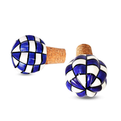 Timeless Elegance Checkered Design Ceramic Wine Bottle Stopper | The Indian Aura