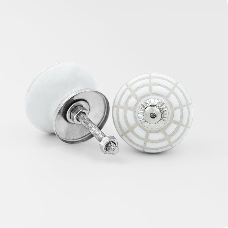 Hand-Painted Sleek Simplicity Round Ceramic Drawer Knob | The Indian Aura