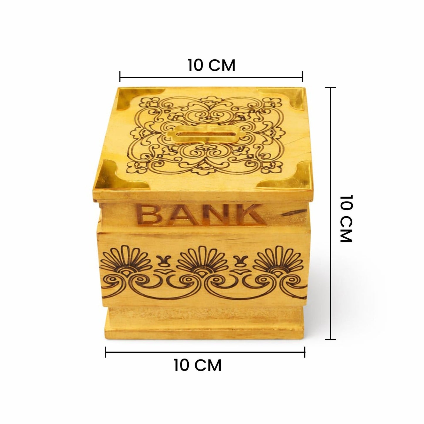 The Indian Aura Handmade Wooden Piggy Bank with Lock and Key