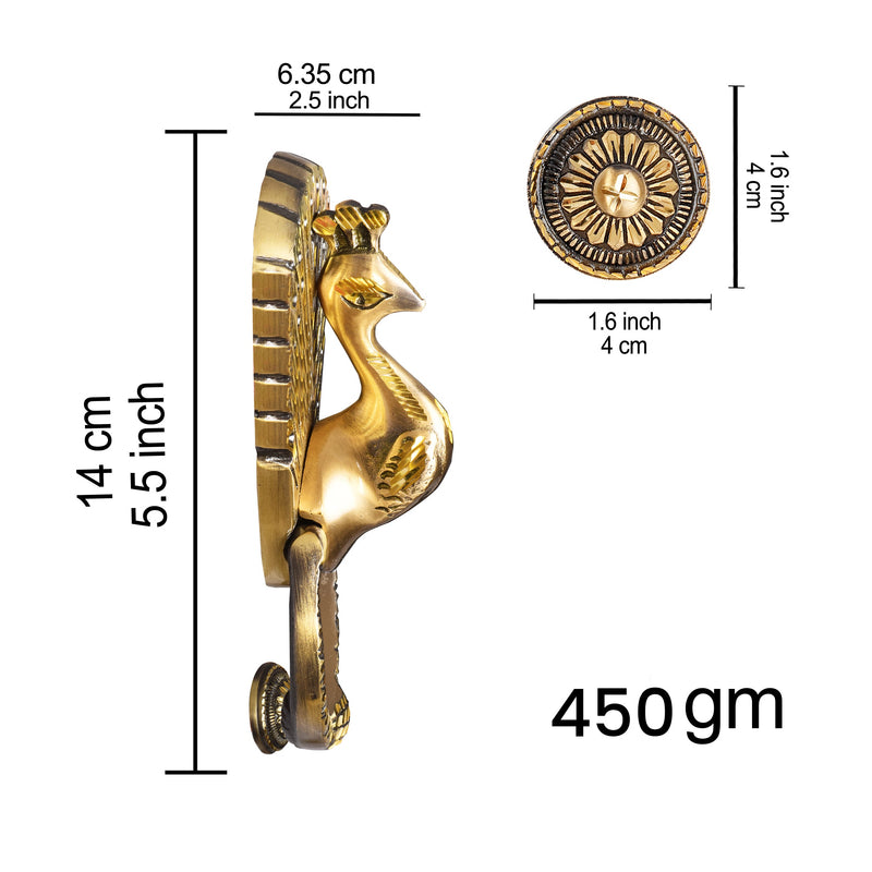 Opulent Peacock Majesty Royal Design Brass Door Knocker | The Indian Aura